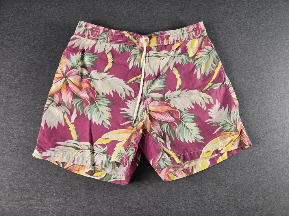 Polo Ralph Lauren Shorts Mens Medium Pink Tropical Floral Swim Trunks Hawaiian